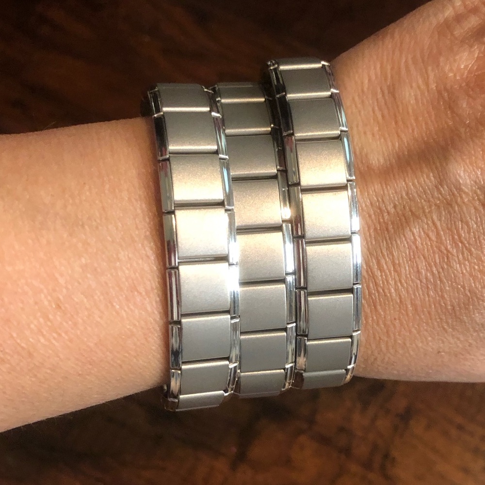 Three Italian Charm Bracelets, SilverTone, Stainless Steel